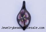 LP80 11*26*54mm leaf inner flower lampwork glass pendants