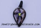 LP81 11*27*57mm leaf inner flower lampwork glass pendants