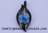 LP84 13*26*58mm leaf inner flower lampwork glass pendants
