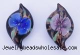 LP85 14*27*50mm leaf inner flower lampwork glass pendants