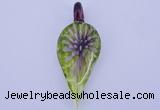 LP89 11*26*65mm leaf inner flower lampwork glass pendants