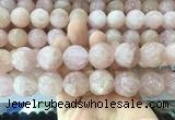 LSBS1007 15 inches 19mm carved round morganite gemstone beads wholesale
