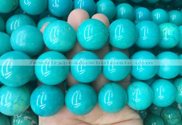 LSBS183 15 inches 20mm round green howlite turquoise beads wholesale