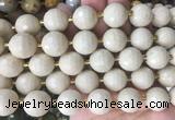 LSBS19 15 inches 16mm faceted round white fossil jasper beads wholesale