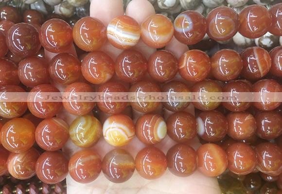 LSBS191 15 inches 16mm round red banded agate gemstone beads wholesale