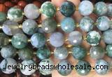 LSBS21 15 inches 16mm faceted round moss agate beads wholesale