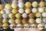 LSBS213 15 inches 16mm faceted round yellow jade beads wholesale