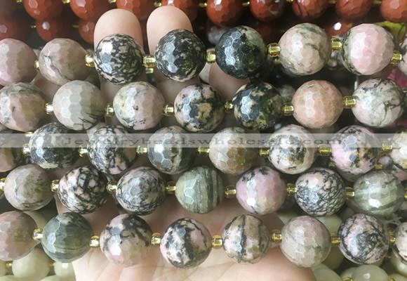 LSBS218 15 inches 16mm faceted round rhodonite beads wholesale