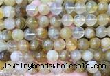 LSBS240 15 inches 14mm round yellow gum flower crystal beads wholesale