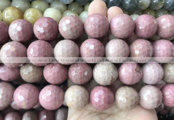 LSBS260 15 inches 20mm faceted round pink wooden jasper beads wholesale