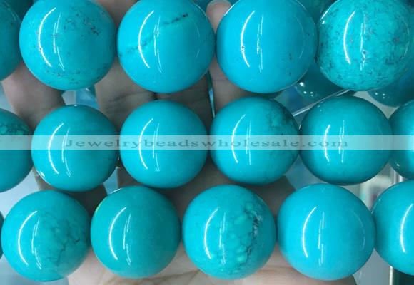 LSBS272 15 inches 30mm round blue howlite turquoise gemstone beads wholesale