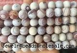 LSBS294 15 inches 14mm round matte banded agate gemstone beads wholesale