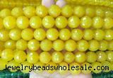 LSBS364 15 inches 14mm faceted round yellow agate gemstone beads wholesale