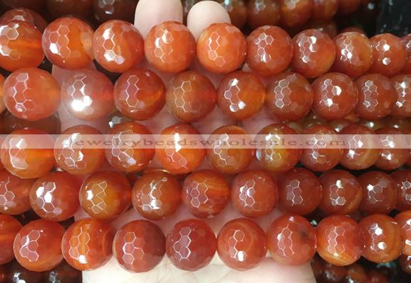 LSBS371 15 inches 16mm faceted round red agate gemstone beads wholesale