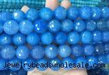 LSBS372 15 inches 16mm faceted round blue agate gemstone beads wholesale