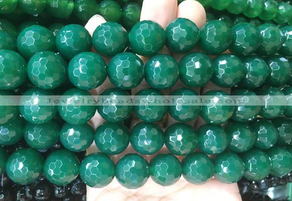 LSBS373 15 inches 16mm faceted round green agate gemstone beads wholesale