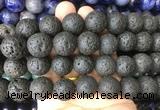 LSBS50 15 inches 16mm round black lava gemstone beads wholesale