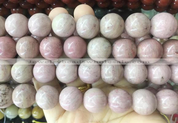 LSBS59 15 inches 16mm round pink wooden jasper gemstone beads wholesale