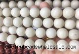 LSBS62 15 inches 16mm round white fossil jasper gemstone beads wholesale
