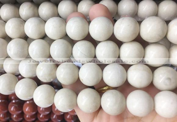 LSBS62 15 inches 16mm round white fossil jasper gemstone beads wholesale