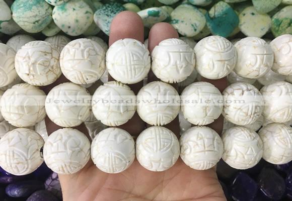 LSBS672 15 inches 20mm carved round synthetic turquoise gemstone beads wholesale