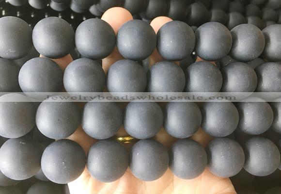 LSBS700 15 inches 18mm round matte black agate gemstone beads wholesale