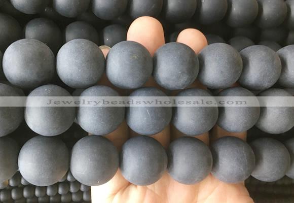 LSBS701 15 inches 20mm round matte black agate gemstone beads wholesale
