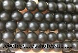 LSBS703 15 inches 16mm round matte black agate gemstone beads wholesale