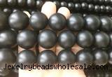 LSBS705 15 inches 20mm round matte black agate gemstone beads wholesale