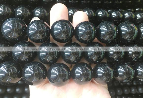 LSBS709 15 inches 20mm round black agate gemstone beads wholesale