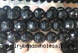 LSBS717 15 inches 20mm faceted round black agate gemstone beads wholesale