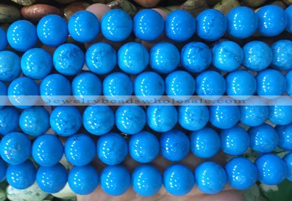 LSBS730 15 inches 14mm round howlite turquoise gemstone beads wholesale
