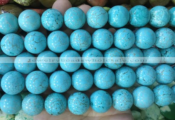 LSBS750 15 inches 16mm round howlite turquoise gemstone beads wholesale