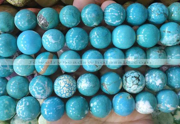 LSBS751 15 inches 16mm round howlite turquoise gemstone beads wholesale