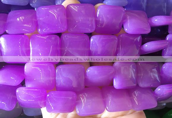 LSBS886 15 inches 20mm square candy jade gemstone beads wholesale