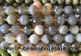 LSBS943 15 inches 16mm faceted round Banded agate gemstone beads wholesale