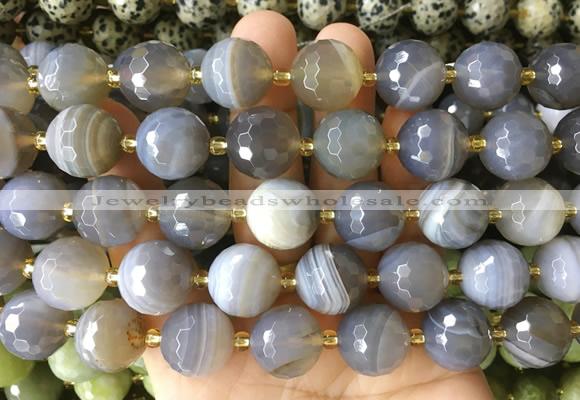 LSBS943 15 inches 16mm faceted round Banded agate gemstone beads wholesale