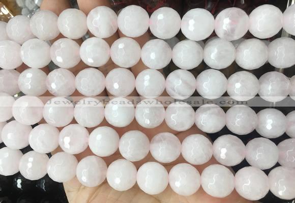 LSBS950 15 inches 14mm faceted round rose quartz gemstone beads wholesale