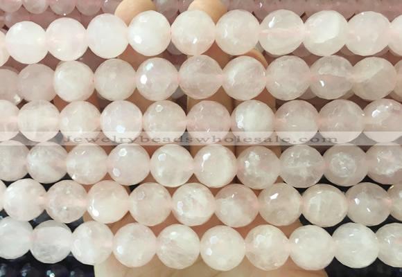 LSBS951 15 inches 14mm faceted round rose quartz gemstone beads wholesale