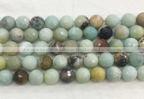 LSBS959 15 inches 14mm faceted round amazonite gemstone beads wholesale