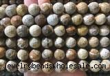 LSBS963 15 inches 14mm faceted round wooden jasper gemstone beads wholesale
