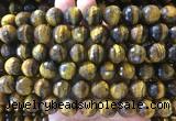 LSBS967 15 inches 14mm faceted round yellow tiger eye gemstone beads wholesale
