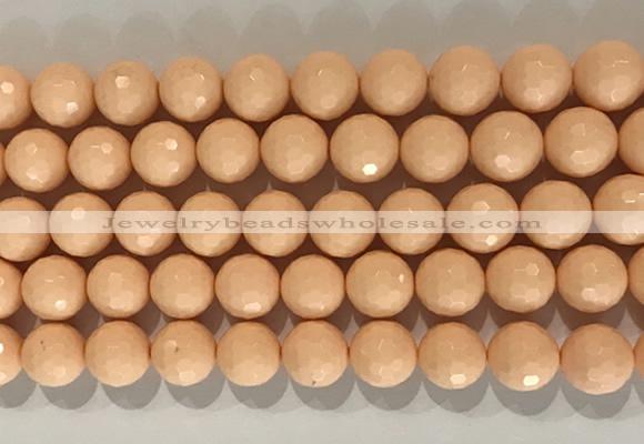 LSBS975 15 inches 14mm faceted round synthetic turquoise gemstone beads wholesale
