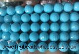 LSBS978 15 inches 16mm faceted round synthetic turquoise gemstone beads wholesale