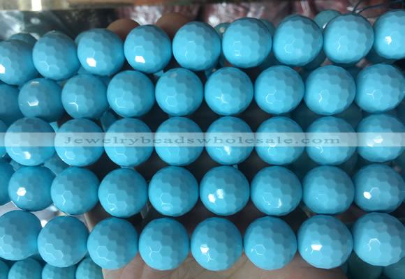 LSBS978 15 inches 16mm faceted round synthetic turquoise gemstone beads wholesale