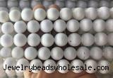 LSBS996 15 inches 14mm round white agate gemstone beads wholesale