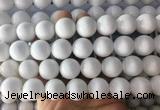 LSBS997 15 inches 16mm round white agate gemstone beads wholesale