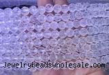 NCBS05 15 inches 8mm carved rose flower white crystal beads wholesale