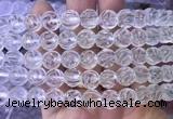 NCBS07 15 inches 12mm carved rose flower white crystal beads wholesale