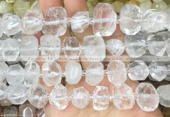 NCBS20 15 inches 12*16mm - 13*18mm faceted nuggets white crystal beads
